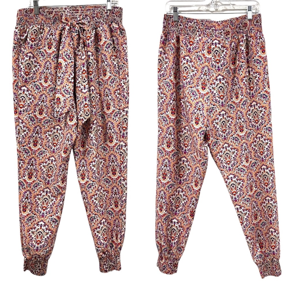 Vintage 80’s Floral Tie Front Harem Pants With Jogger Style Ankle